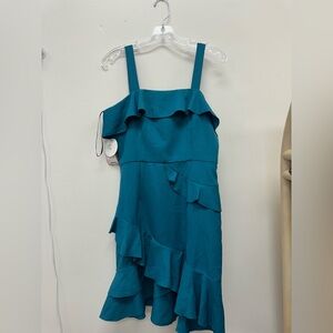 Minuet Petite Teal Ruffle Dress
